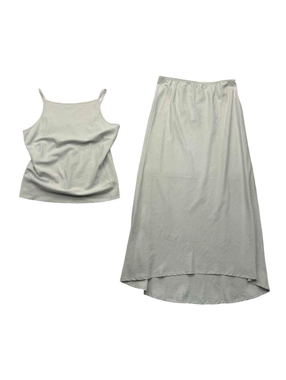 James Perse 2 Piece Matching Set Camisole & Skirt Sateen Frost Blue Size 0 | XS